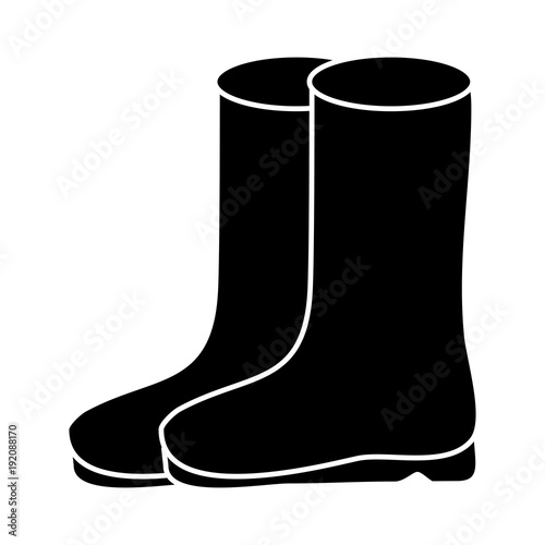 pair rubber boots clothes season fashion vector illustration black and white design