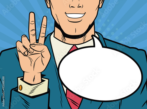 Businessman with bubble pop art cartoon vector illustration graphic design suit and elegance style vibrant colors