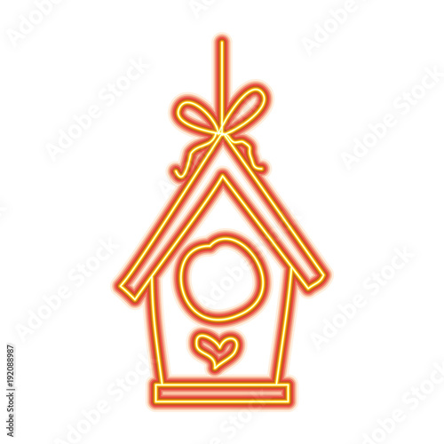 wooden bird house hanging of a rope vector illustration