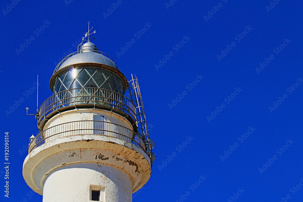 Close-up of the Trafalgar lighthouse, on the coast of the province of Cadiz, Spain