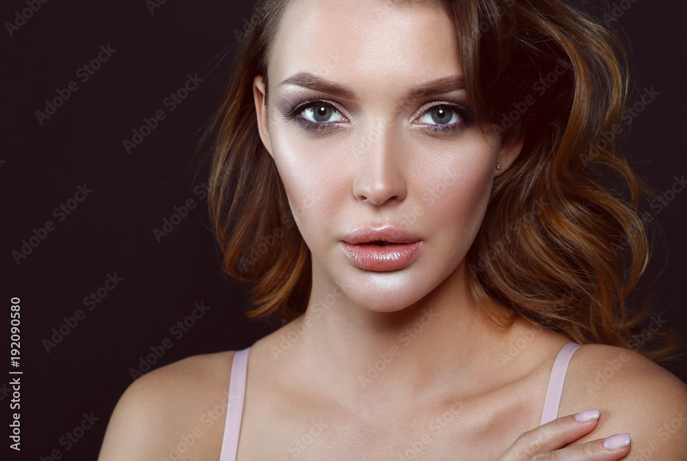 portrait of beautiful delicate woman. Portrait. Beauty. Glamorous look. portrait of beautiful delicate woman. Portrait. Beauty. Glamorous look.