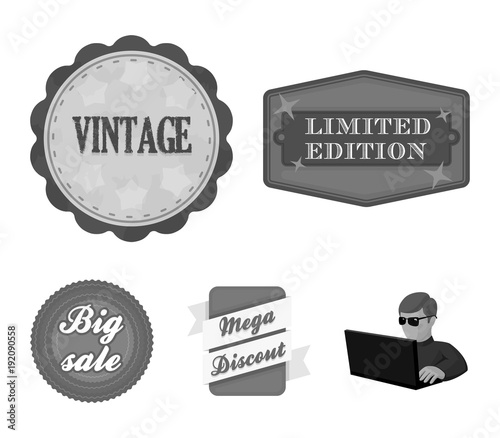 Limited edition, vintage, mega discont, dig sale.Label,set collection icons in monochrome style vector symbol stock illustration web.