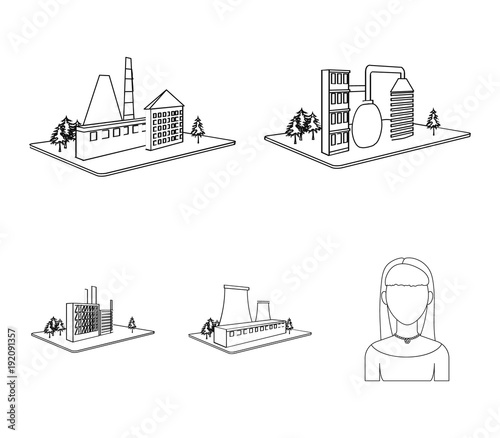 Processing factory,metallurgical plant. Factory and industry set collection icons in outline style isometric vector symbol stock illustration web.