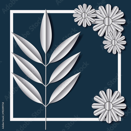 flower and leafs frame decoration vector illustration design