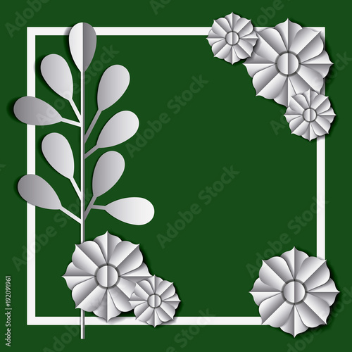 flower and leafs frame decoration vector illustration design