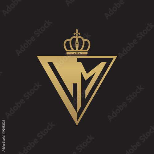 initial two letter half logo triangle gold