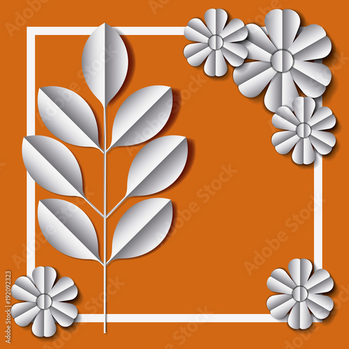 flower and leafs frame decoration vector illustration design