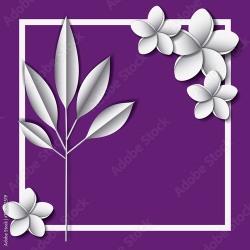 flower and leafs frame decoration vector illustration design