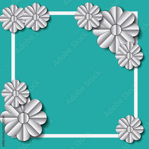 flower and leafs frame decoration vector illustration design