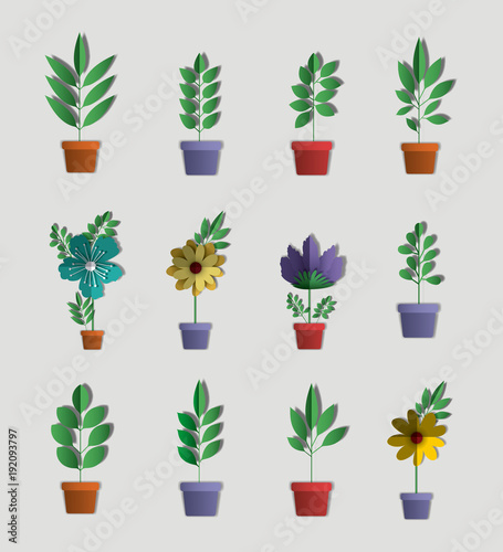 house plants set icons vector illustration design