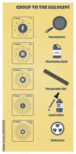 Periodic Table of element group VII The halogens