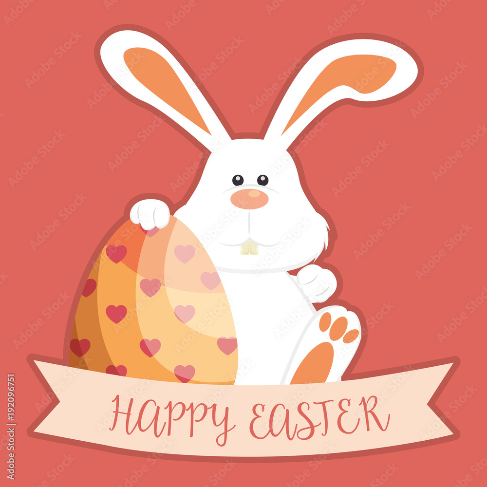Obraz premium rabbit with eggs painted easter celebration vector illustration design