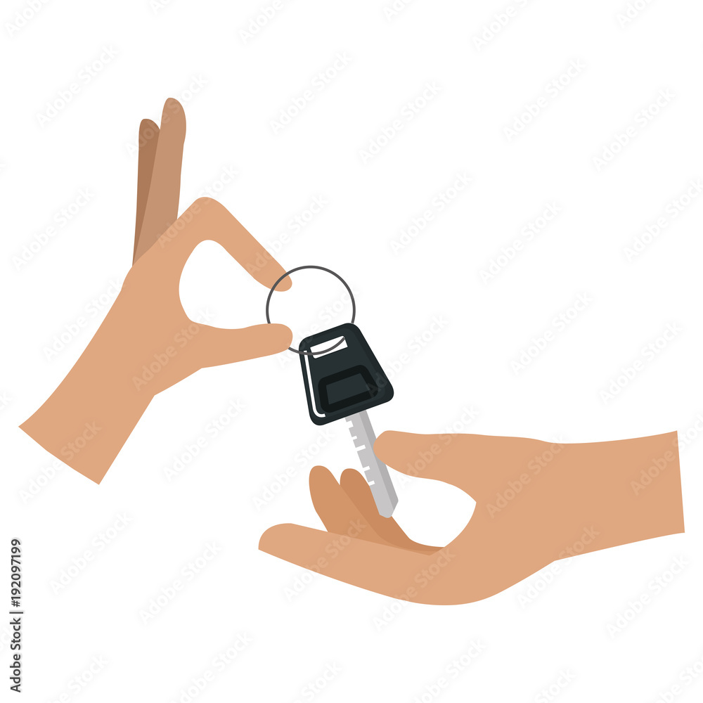 hands with car key isolated icon vector illustration design hands with car key isolated icon vector illustration design