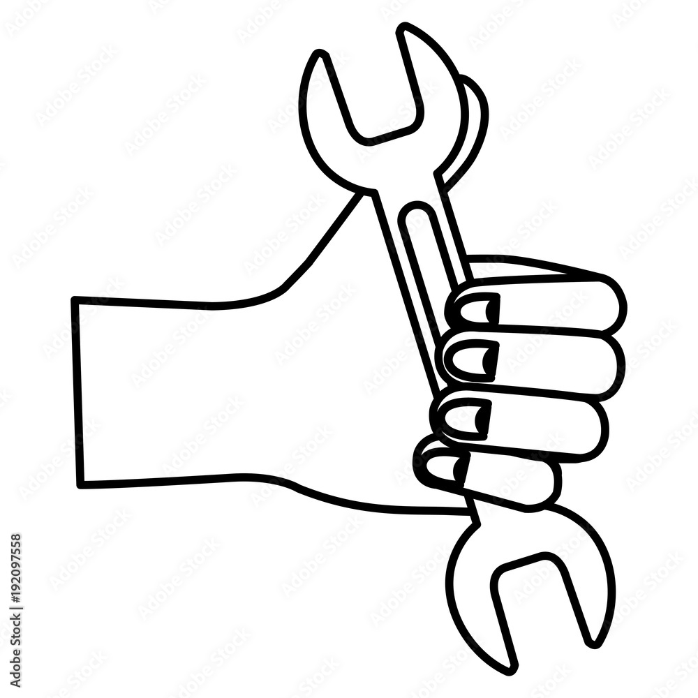 hand with wrench tool isolated icon vector illustration design