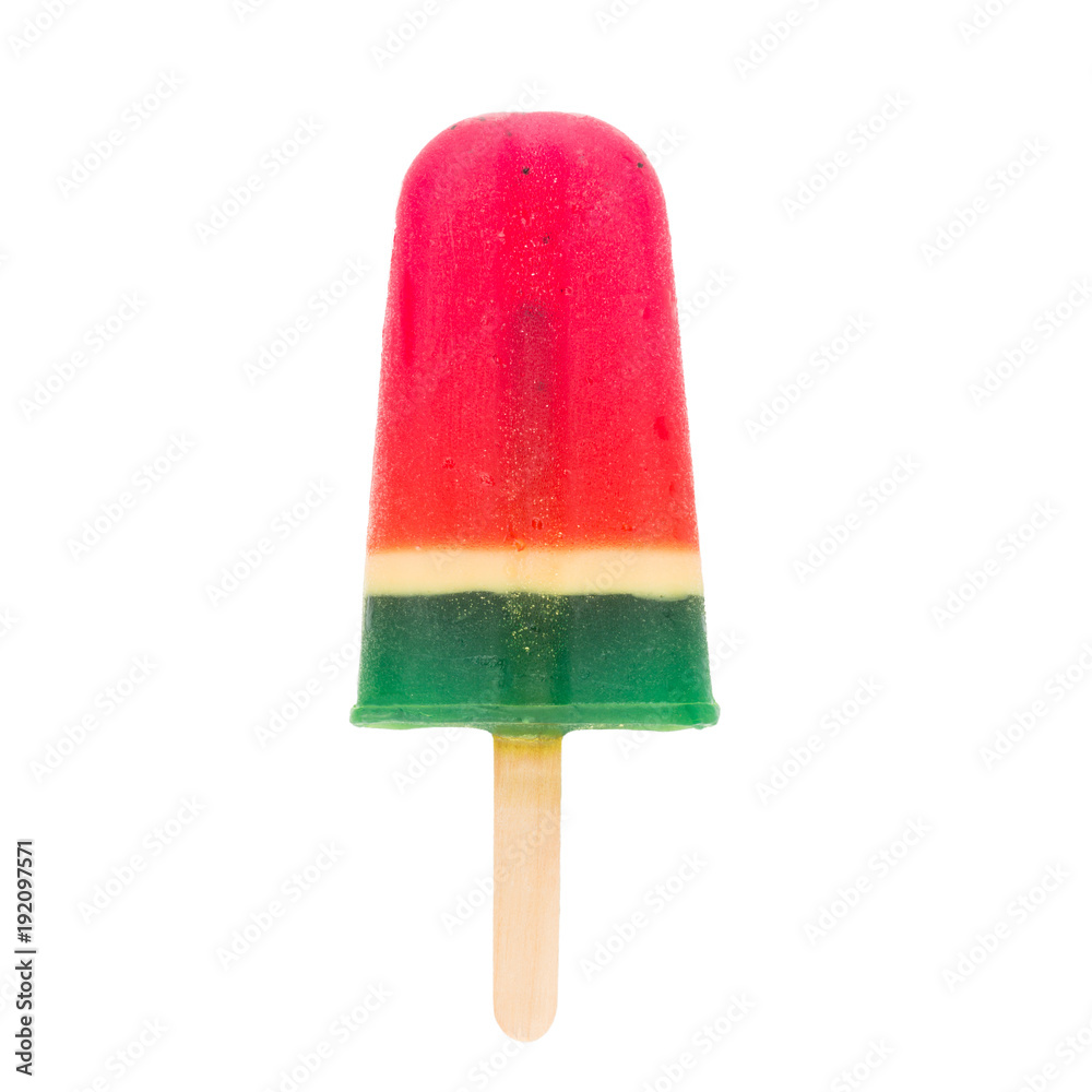 Handmade watermelon fake ice pop isolated on white background. Handmade watermelon fake ice pop isolated on white background.