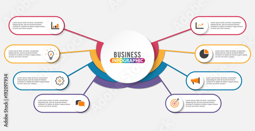 Vector infographic template with 3D paper label, integrated circles. Business concept with options. For content, diagram, flowchart, steps, parts, timeline infographics, workflow layout, chart