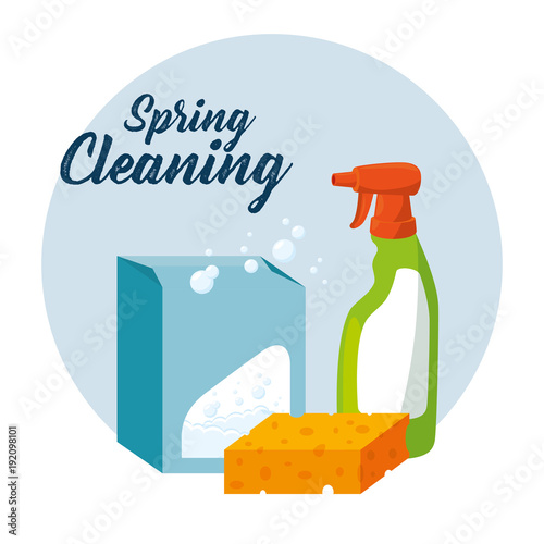 spring cleaning design concept with supplies vector illustration graphic design