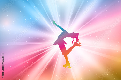 Ice Ballet Dancing Silhouettes, Colorful, Rainbow