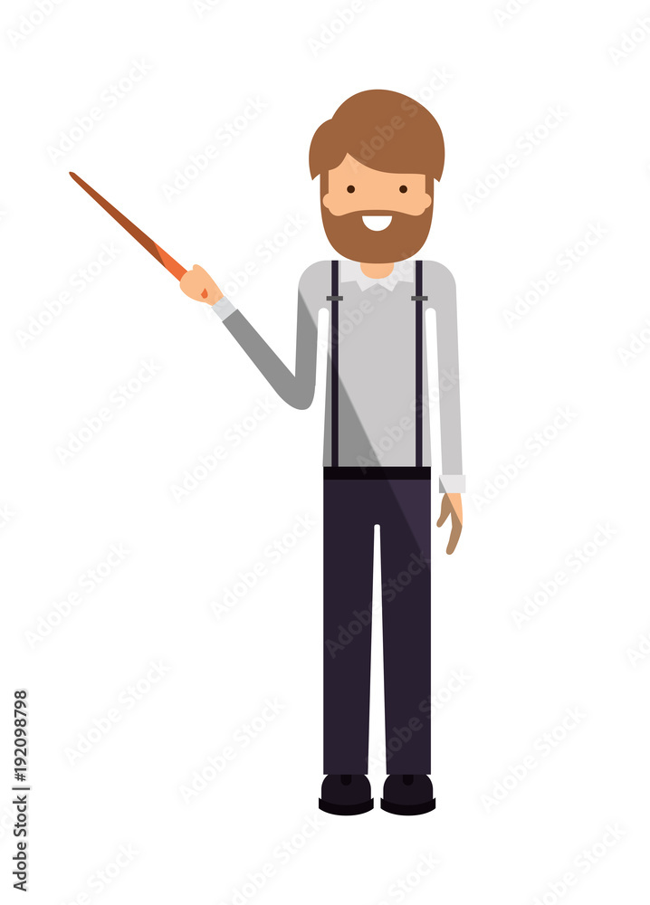 male teacher with pointing stick vector illustration design