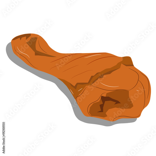 Chicken drumstick fried. Leg of chicken. Food, vector image.