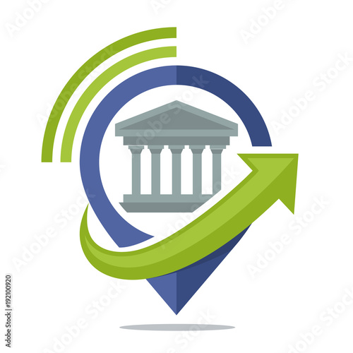logo icon for communication media, information sharing location of banking center