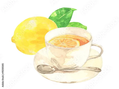 Naklejka na ścianę Akwarela herbata cytrynowa