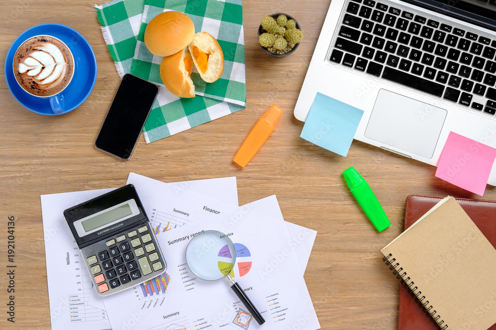 Fototapeta premium Office desktop with supplies.