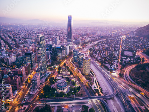 Amazing aerial cityscape of Santiago de Chile photo
