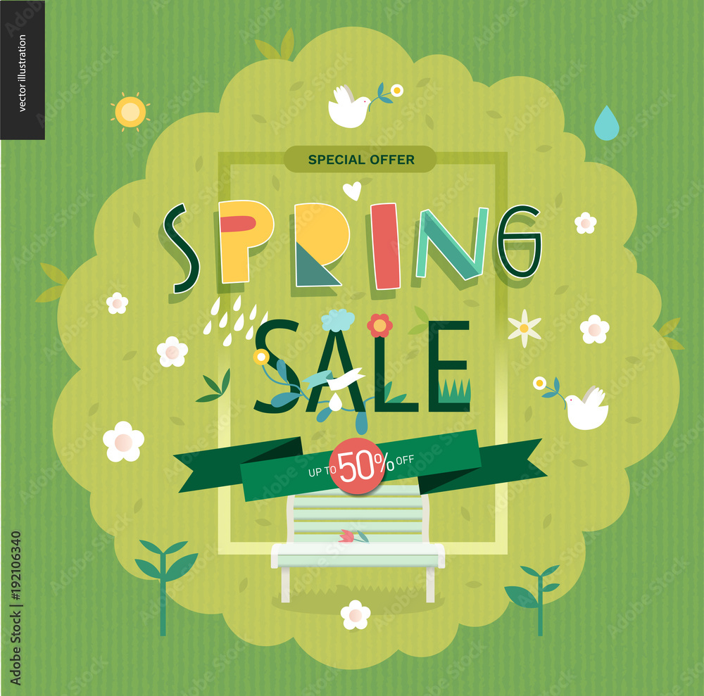 Spring sale poster - a shop announcement, flyer, discount advertisement Spring sale poster - a shop announcement, flyer, discount advertisement