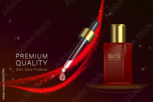Cosmetic container with advertising background ready to use, luxury skin care ad. vector 3d illustration.