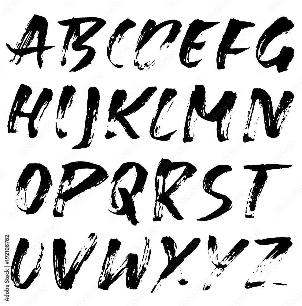 Handdrawn dry brush font. Modern brush lettering. Grunge style alphabet. Vector illustration. Handdrawn dry brush font. Modern brush lettering. Grunge style alphabet. Vector illustration.
