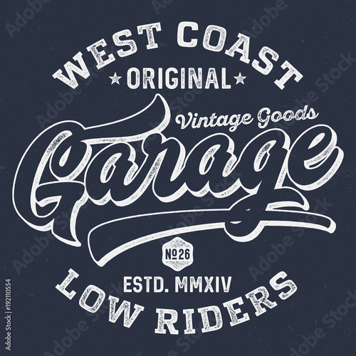 West Coast Garage Low Riders - Vintage Tee Design For Print
