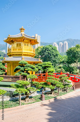 Golden Pavilion of absolute perfection in Nan Lian Garden in Chi Lin Nunnery  Hong Kong