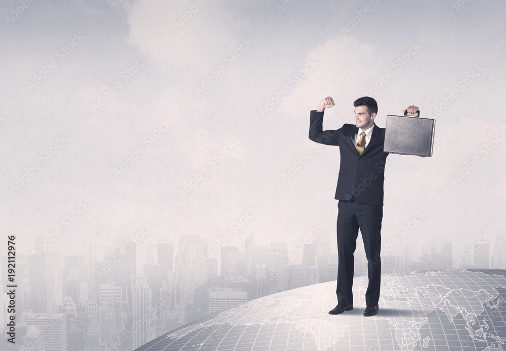 man standing in front of city landscape man standing in front of city landscape