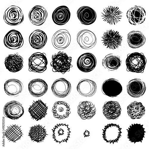 Hand drawn vector circles set. Collection of round doodles