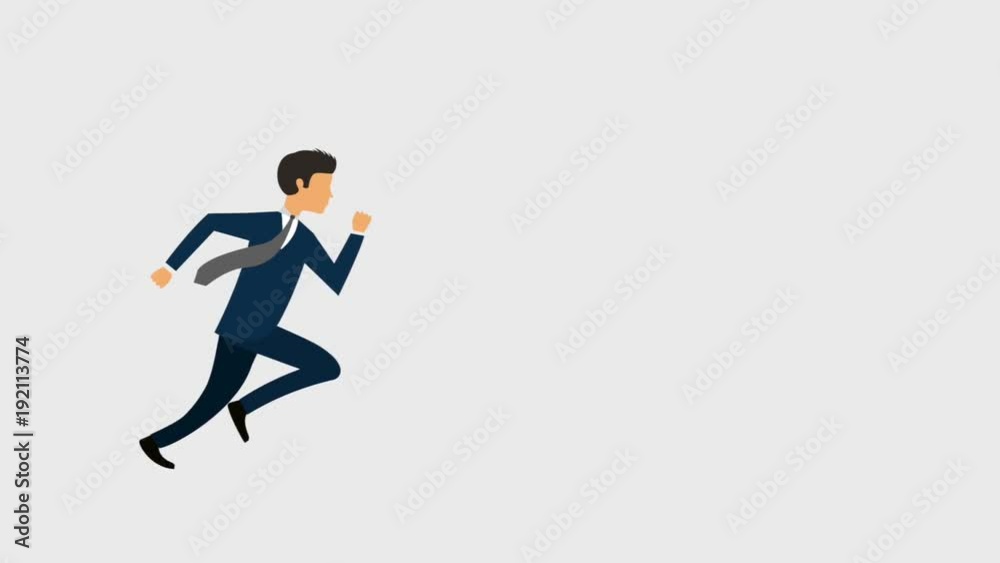 businessman running sideview with graph arrow up icons animation design businessman running sideview with graph arrow up icons animation design