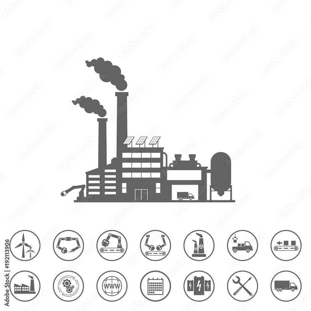 smart factory and icons set. Smart factory or industrial internet of things.
