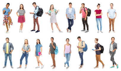 Youth lifestyle concept. Teenagers on white background