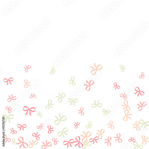 Festive Background with Colorful Bows. Cute Pattern for Postcard  Print  Banner or Poster. Small Pretty Bows For Party Decoration  Wedding  Birthday or Anniversary Invitation. Vector