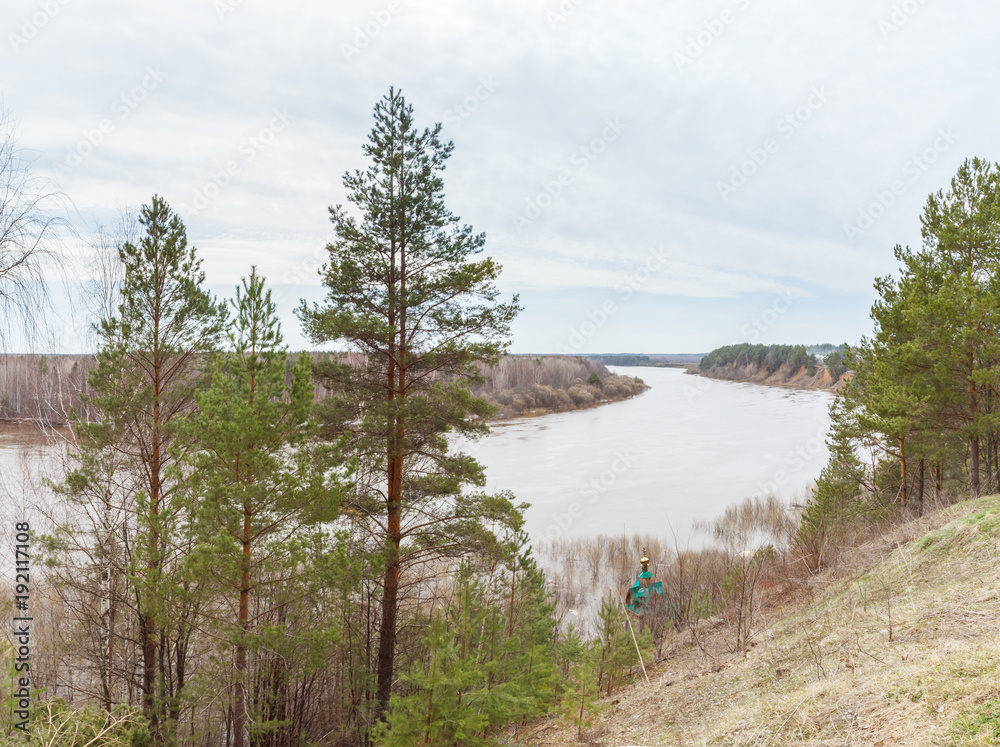 The Vetluga River with pines on the shore The Vetluga River with pines on the shore