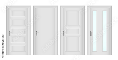 Doors, a set of white classic doors. Realistic doors.