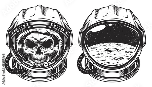 Skull in space helmet