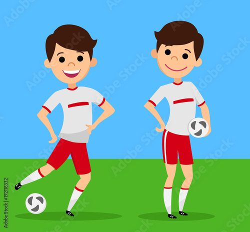 The players with balls. The cartoon style. Vector illustration.