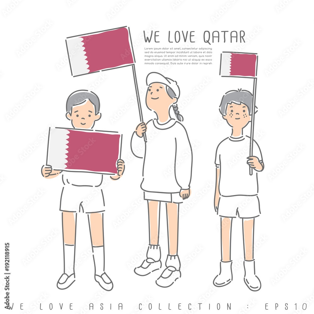 Boy and Girl holding national flag : Vector Illustration Boy and Girl holding national flag : Vector Illustration