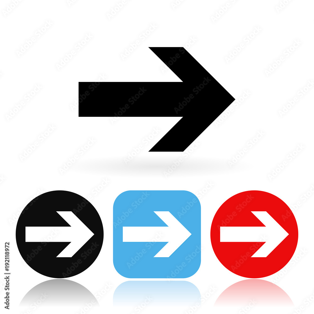 Arrow icons. Colored icons with reflection Arrow icons. Colored icons with reflection