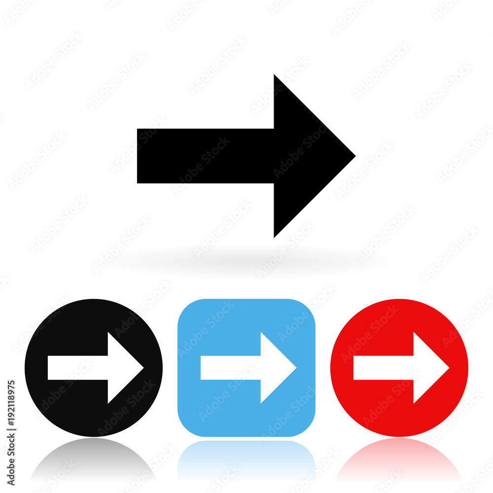 Arrow icons. Colored icons with reflection Arrow icons. Colored icons with reflection