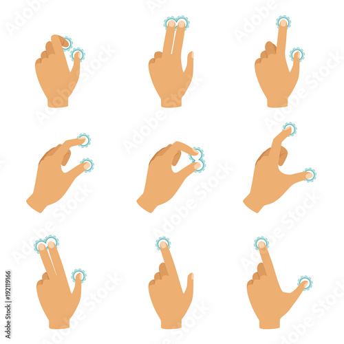 Different gestures to control the touch screen
