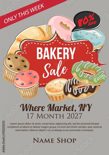 bakery super sale poster handdrawn
