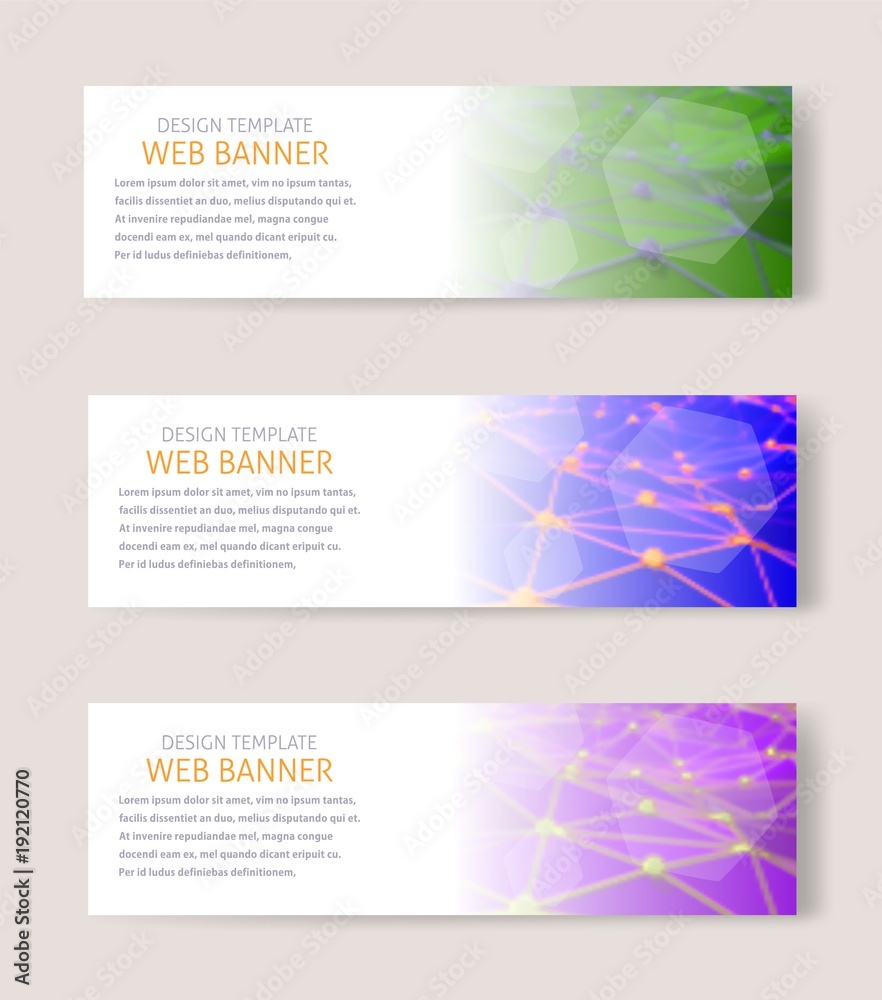 Color image of horizontal banners with a blurred background with a grid background. Vector illustration