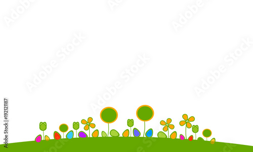 Oster Wiese Band Banner Hintergrund Ostern Ostereier Gr  n Freiraum Gras Blumen Ei Eier